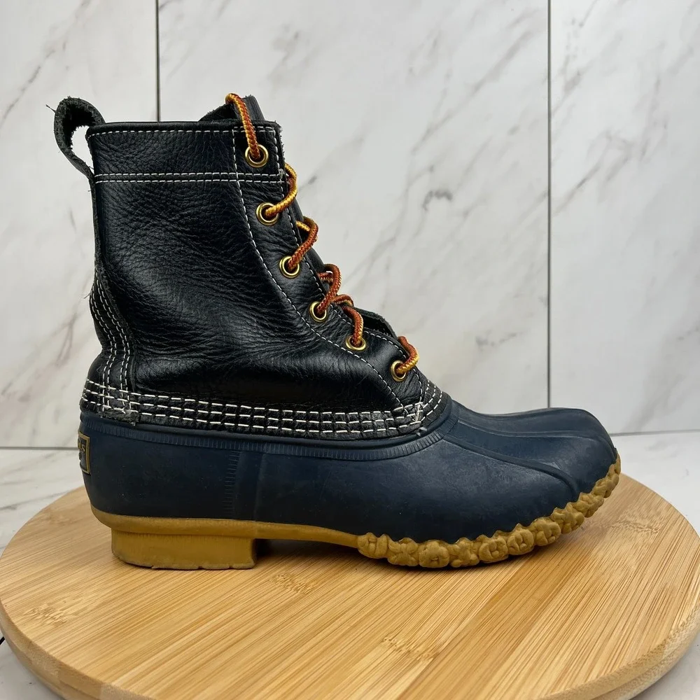 Vintage LL Bean Bean Boots Mens Size 6 Blue Leather Duck Rain Boots 175064